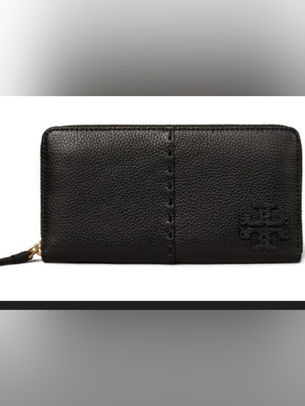 Tory Burch McGraw Black Leather Zip Wallet
